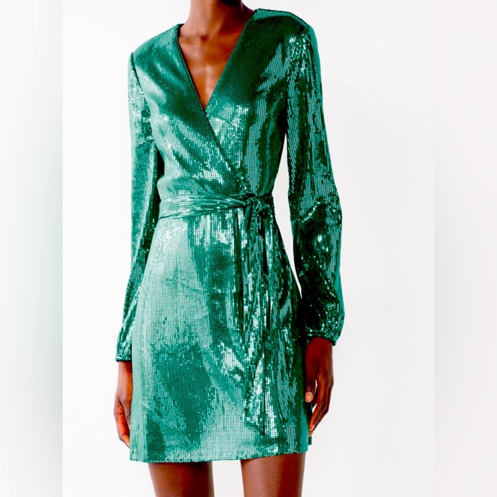 Cara Santana x Nine West Sequin Faux-Wrap Dress